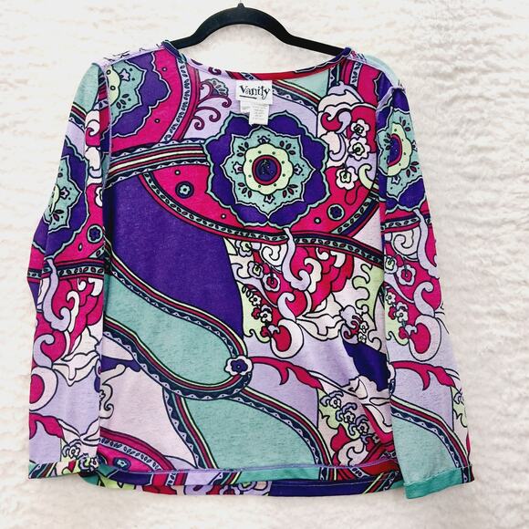 Blouse Size XL Psychedelic Flower Power Dopamine Chic Y2K Festival Whimsycore - Picture 9 of 10